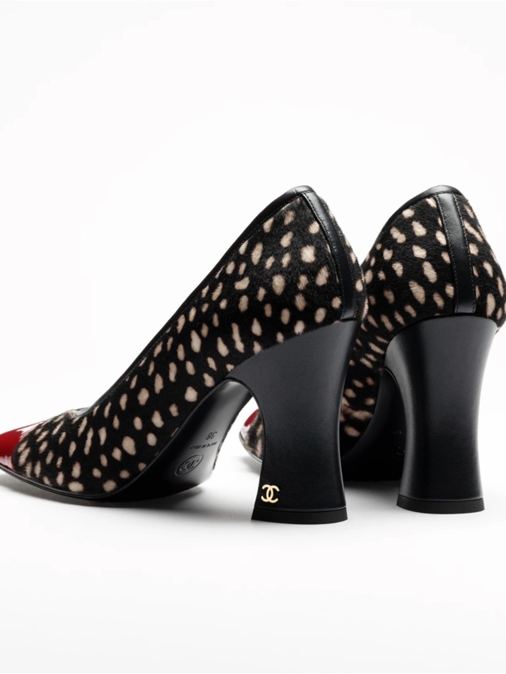CHANEL Women's Pony Hair and Red Patent Cap-Toe Pumps - Picture 4 of 4